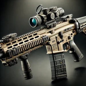 DALL·E 2025-03-03 10.11.17 - A high-tech AR-based rifle designed for SSS Defence, specificall...webp