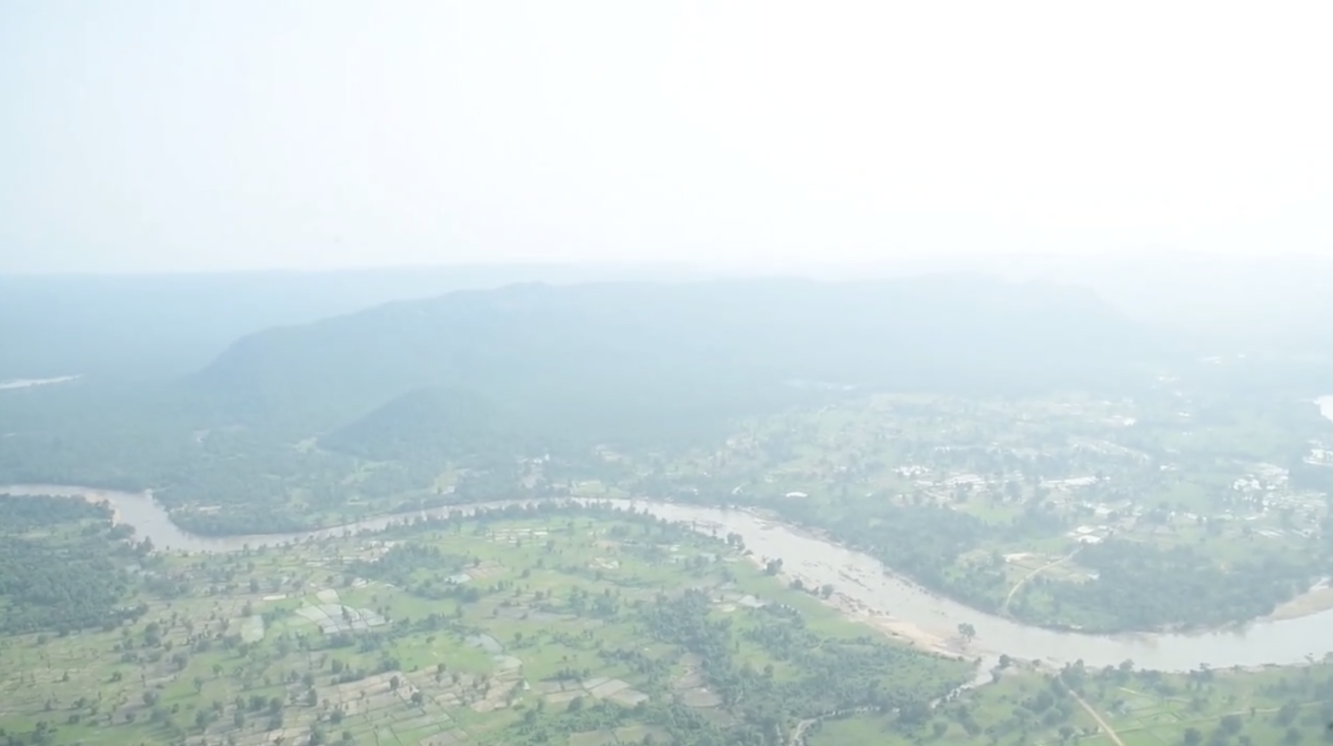 An aerial view of the area surrounding Karregutta hills at Chhattisgarh-Telengana border. 